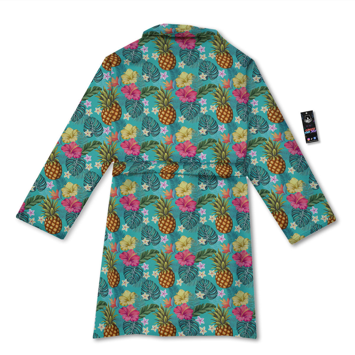 Pineapple Hawaii Hibiscus Print Pattern Bathrobe-grizzshop