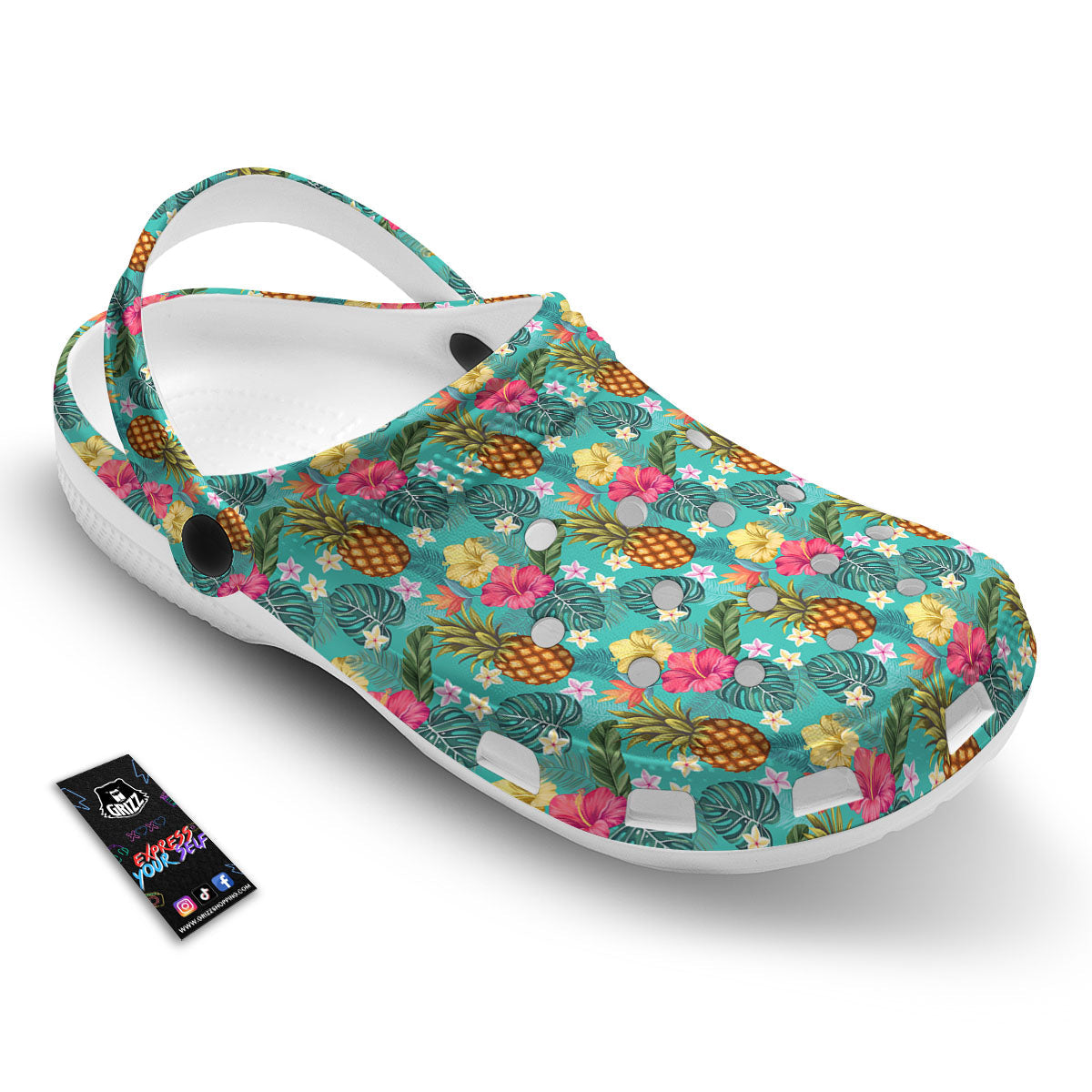 Pineapple Hawaii Hibiscus Print Pattern Clog-grizzshop