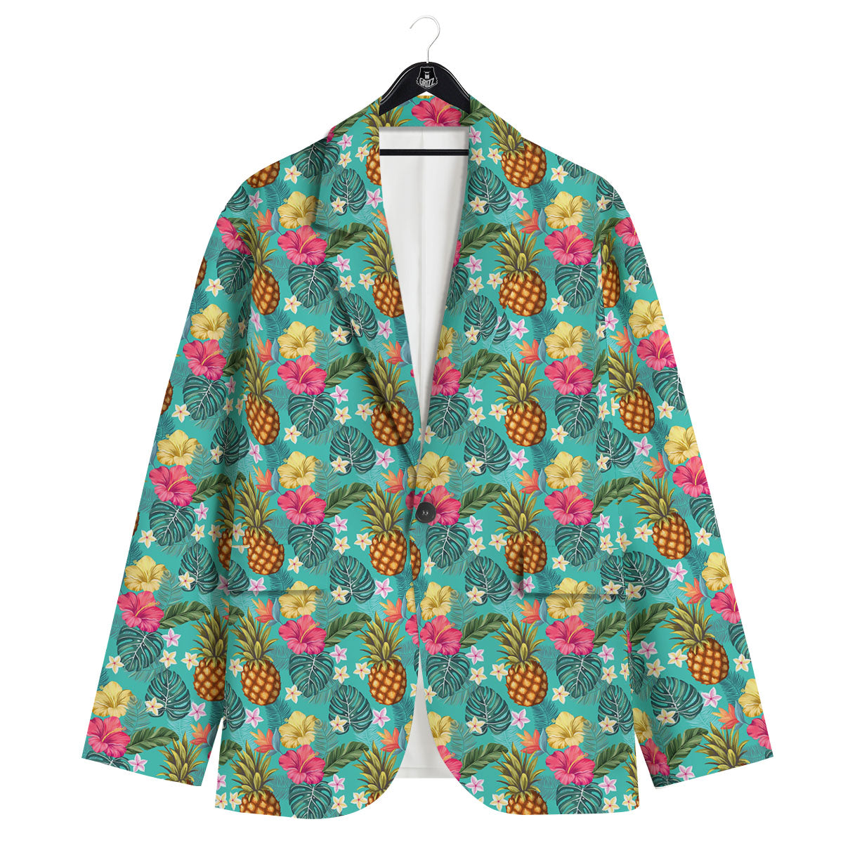 Pineapple Hawaii Hibiscus Print Pattern Men's Sport Coat-grizzshop