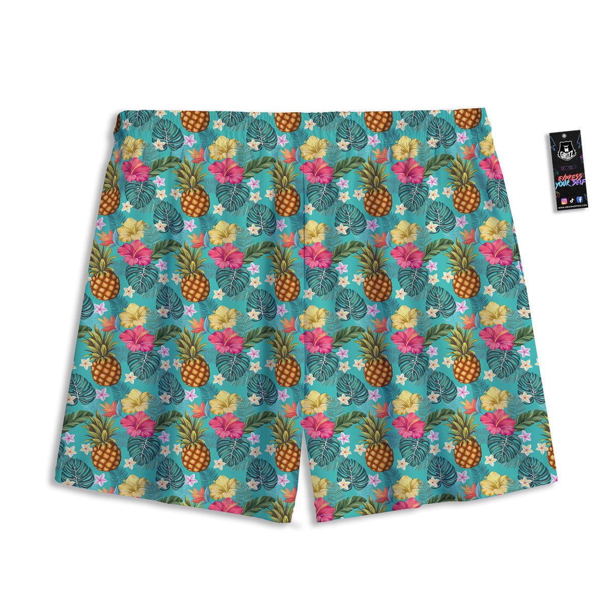 Pineapple Hawaii Hibiscus Print Pattern Mesh Shorts