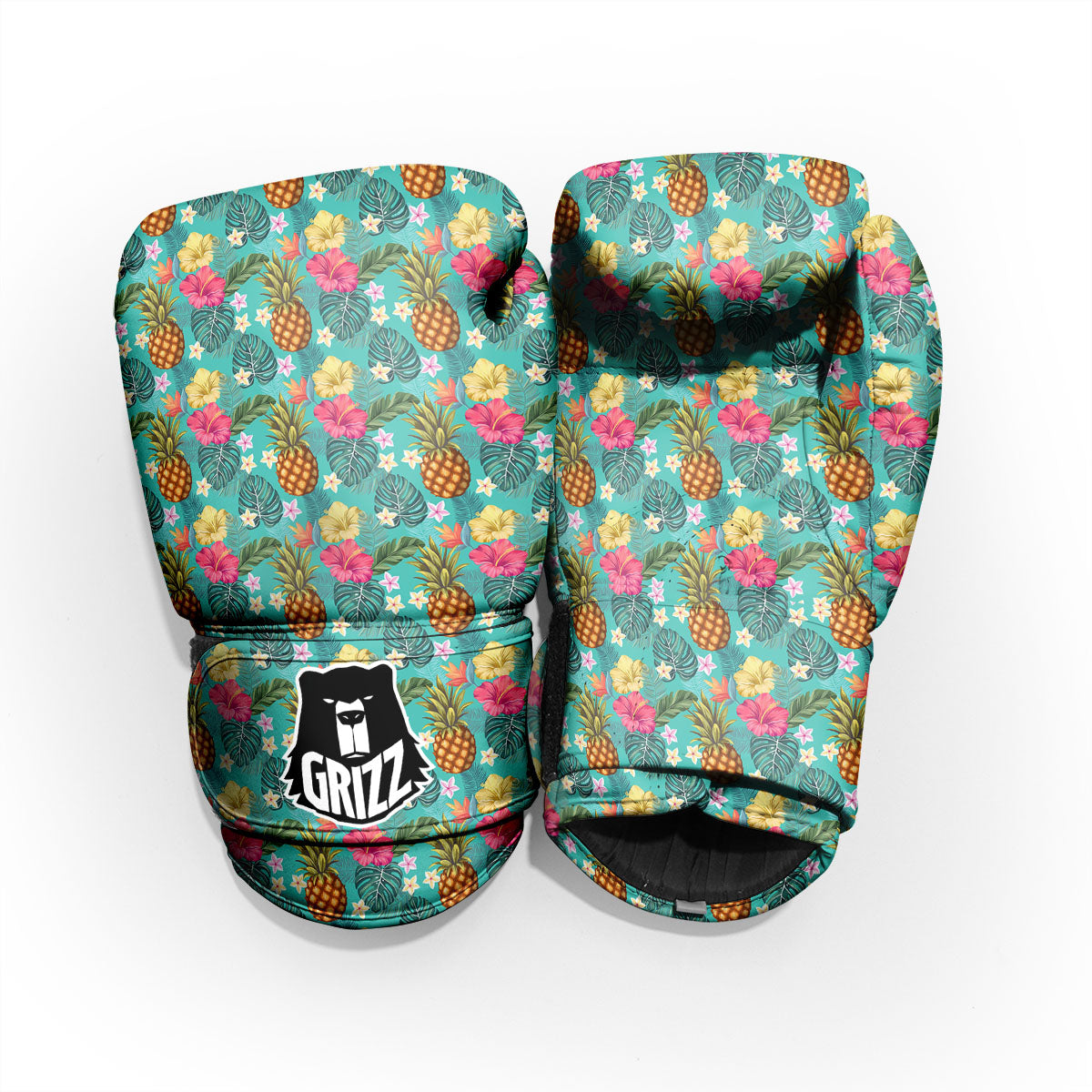 Pineapple Hawaii Hibiscus Print Pattern Pro Boxing Glove