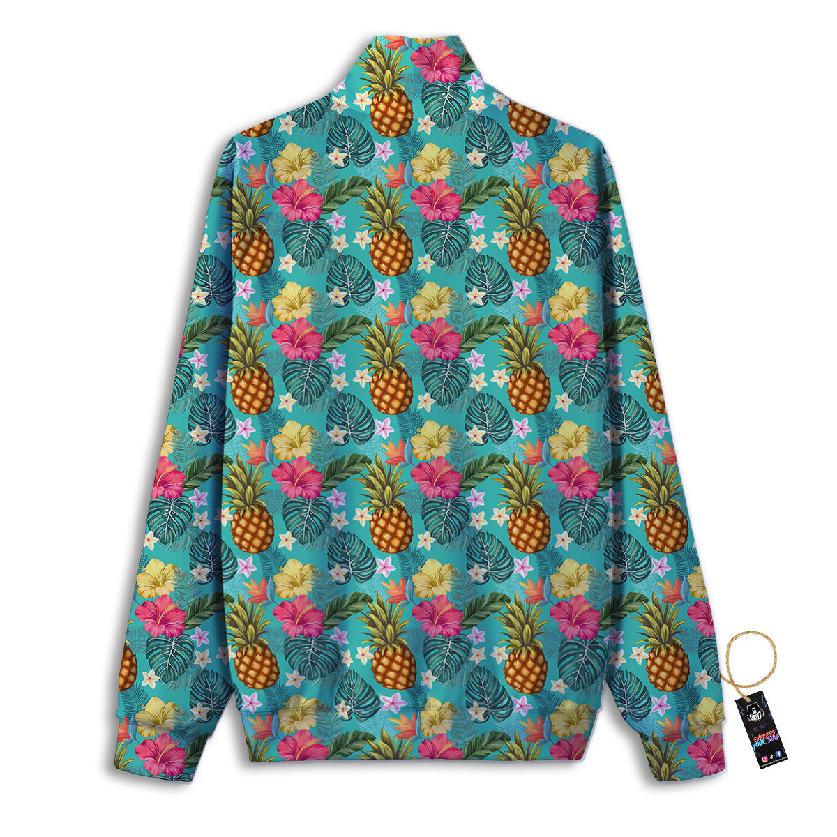 Pineapple Hawaii Hibiscus Print Pattern Track Jacket-grizzshop