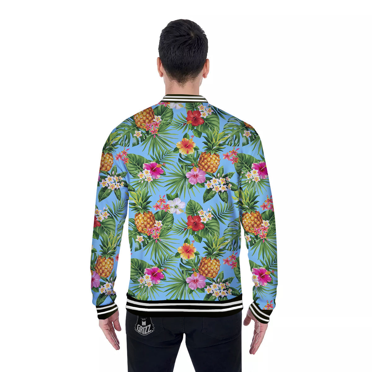 Pineapple Hawaii Tropical Print Pattern Baseball Jacket-grizzshop