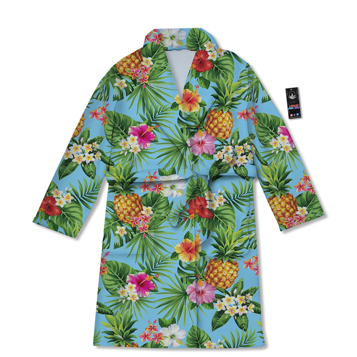Pineapple Hawaii Tropical Print Pattern Bathrobe-grizzshop
