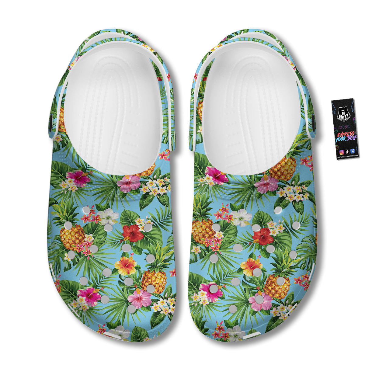 Pineapple Hawaii Tropical Print Pattern Clog-grizzshop
