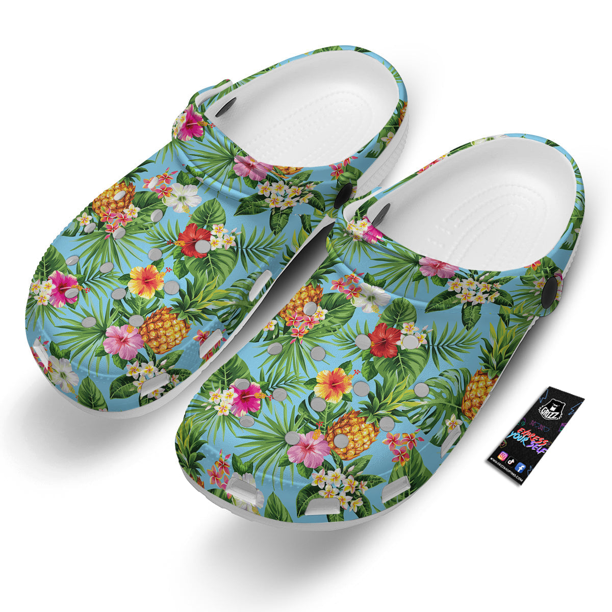Pineapple Hawaii Tropical Print Pattern Clog-grizzshop