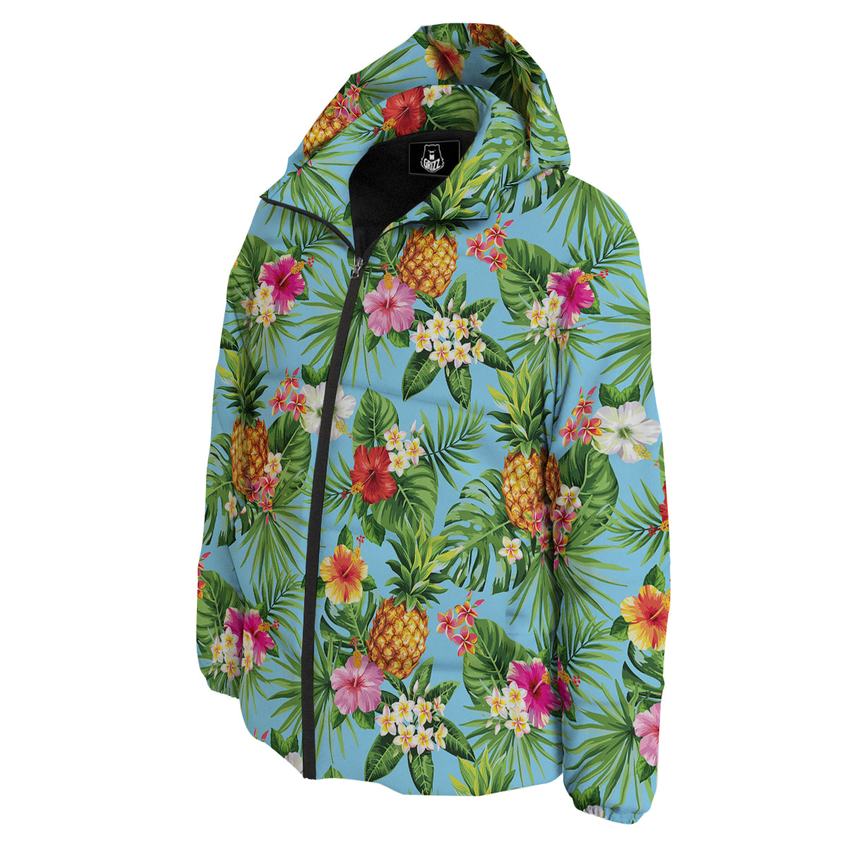 Pineapple Hawaii Tropical Print Pattern Down Jacket-grizzshop