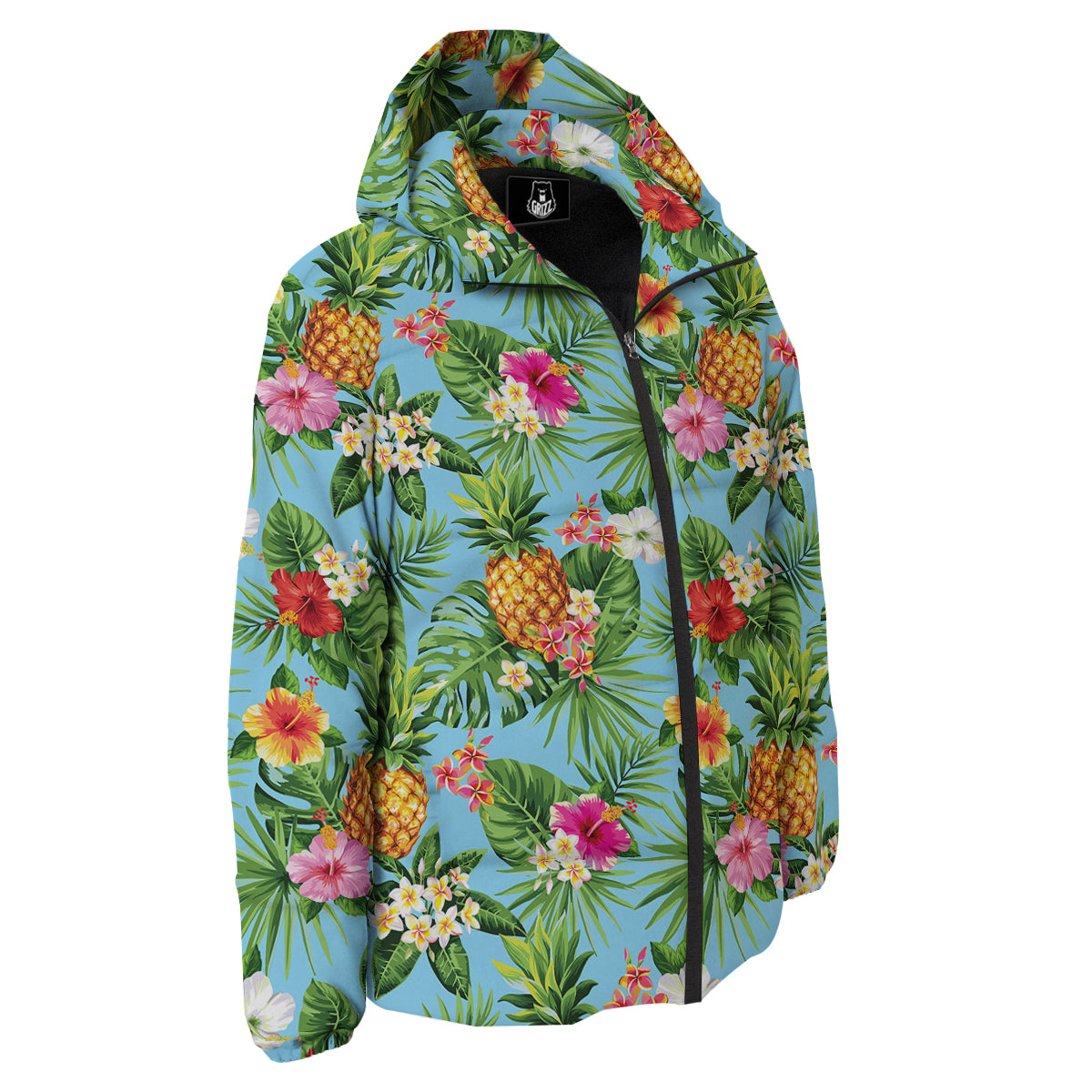 Pineapple Hawaii Tropical Print Pattern Down Jacket-grizzshop