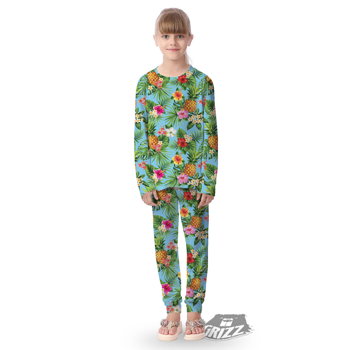Pineapple Hawaii Tropical Print Pattern Kid's Pajamas-grizzshop