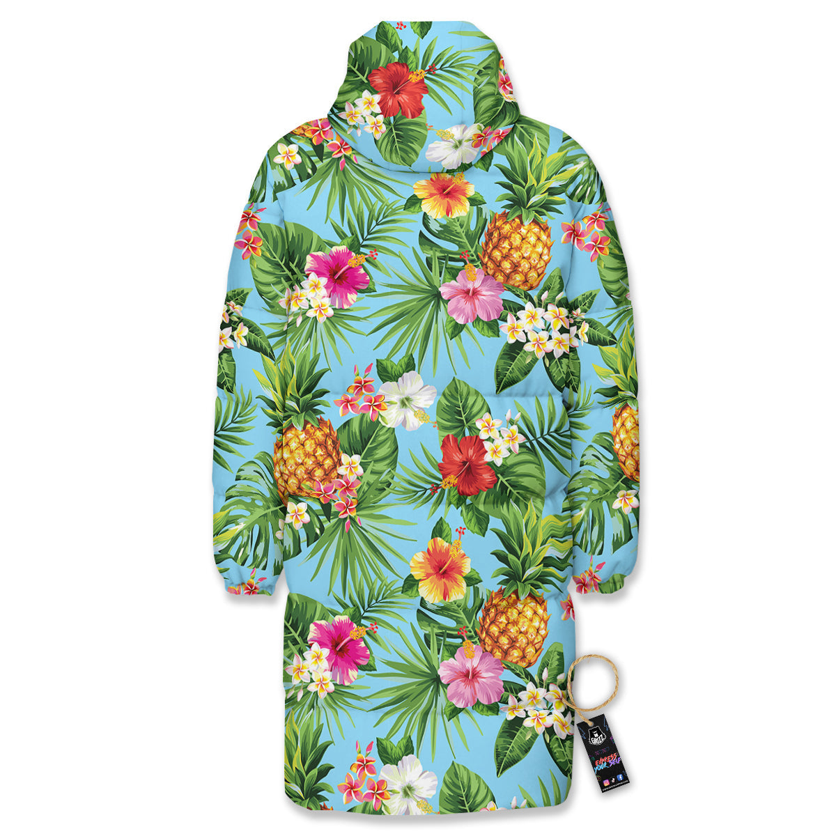 Pineapple Hawaii Tropical Print Pattern Long Down Jacket-grizzshop