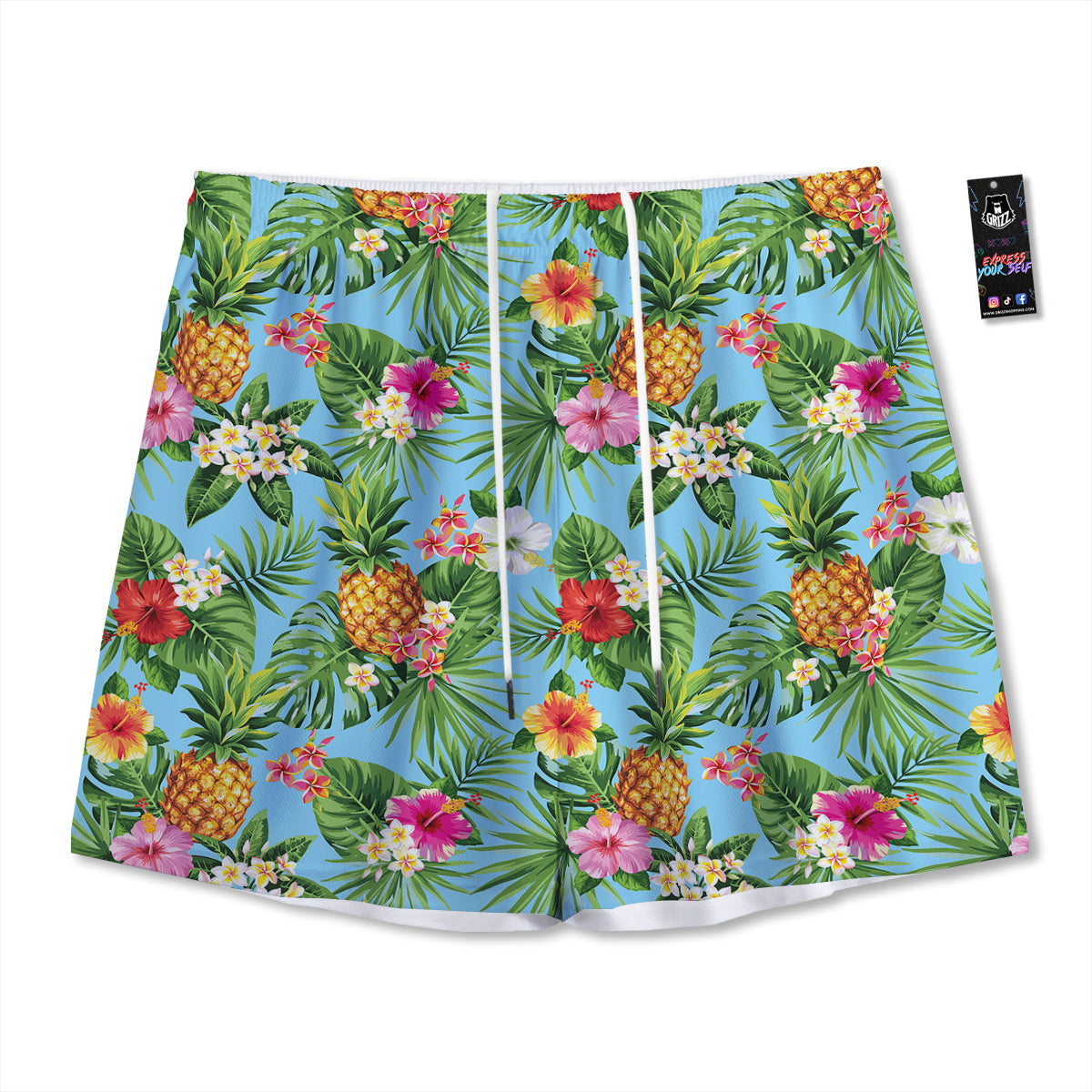 Pineapple Hawaii Tropical Print Pattern Mesh Shorts