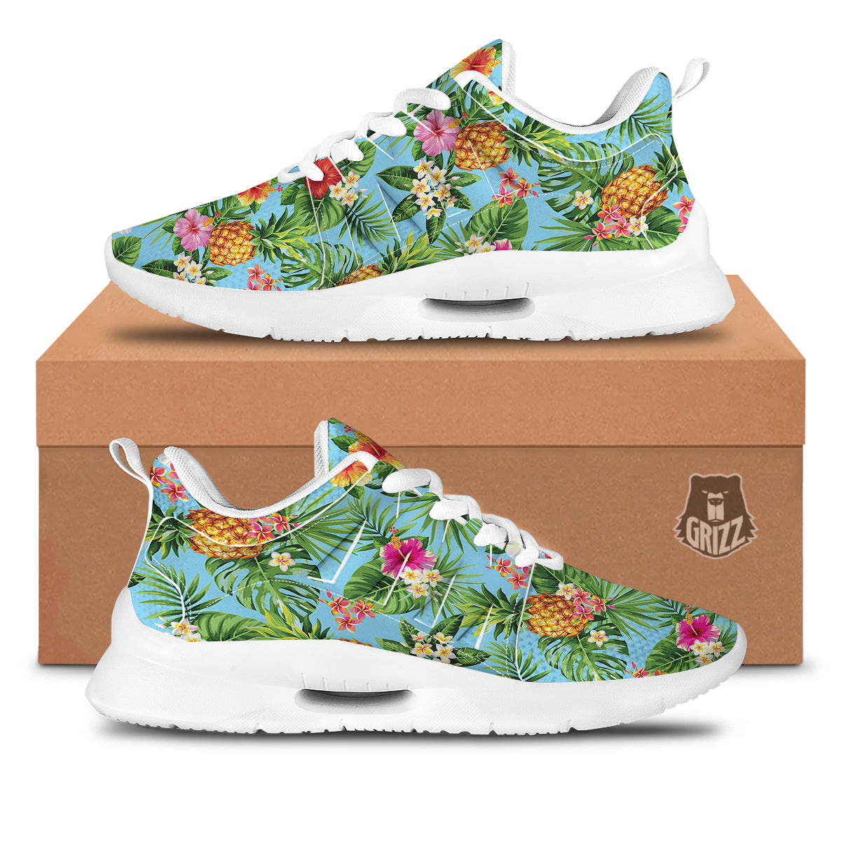 Pineapple Hawaii Tropical Print Pattern Tennis Shoes-grizzshop