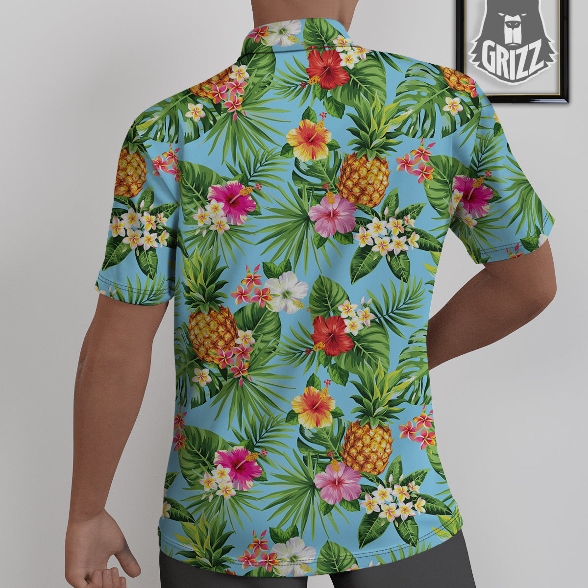 Pineapple Hawaii Tropical Print Pattern Untucked Shirts-grizzshop