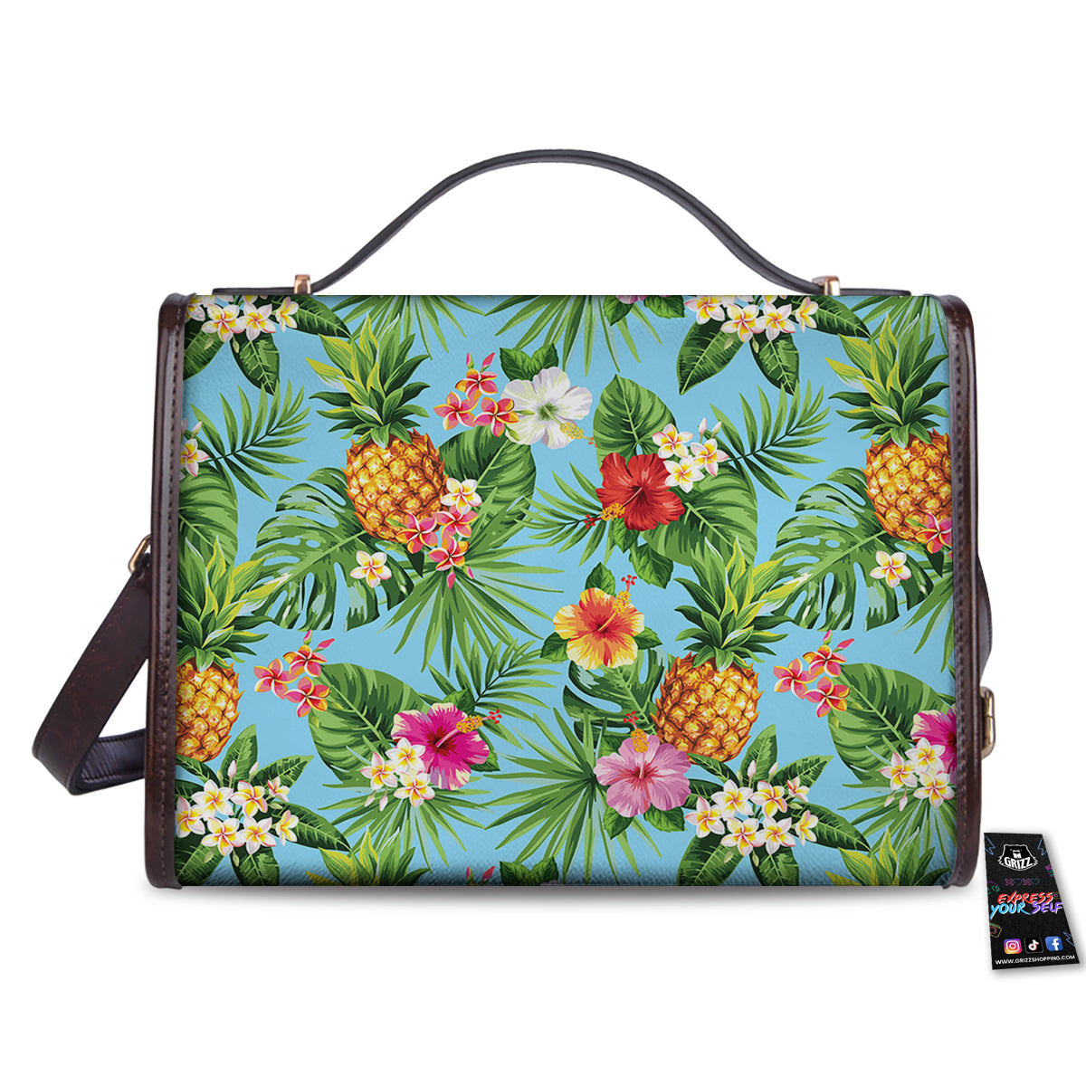 Pineapple Hawaii Tropical Print Pattern Women's Satchel Bag-grizzshop