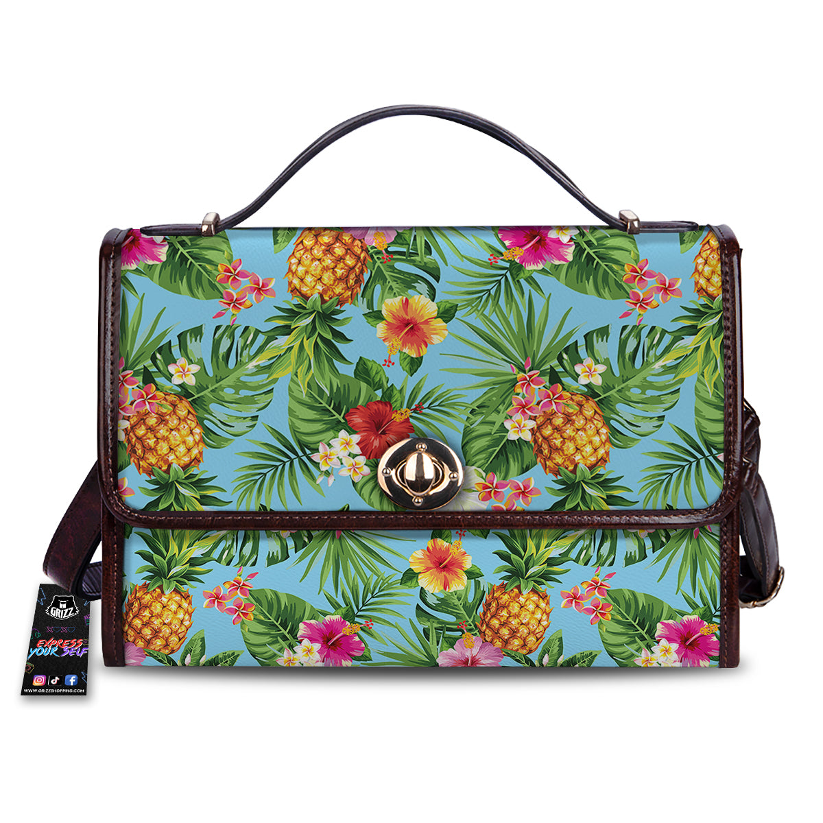 Pineapple Hawaii Tropical Print Pattern Women's Satchel Bag-grizzshop
