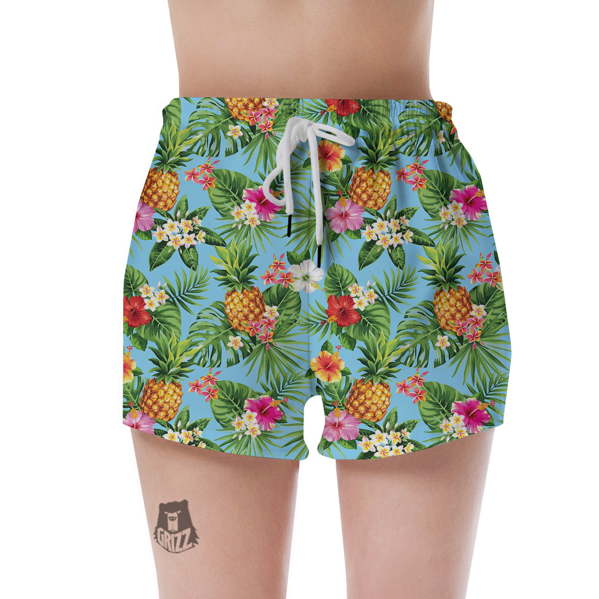 Pineapple Hawaii Tropical Print Pattern Women's Shorts-grizzshop