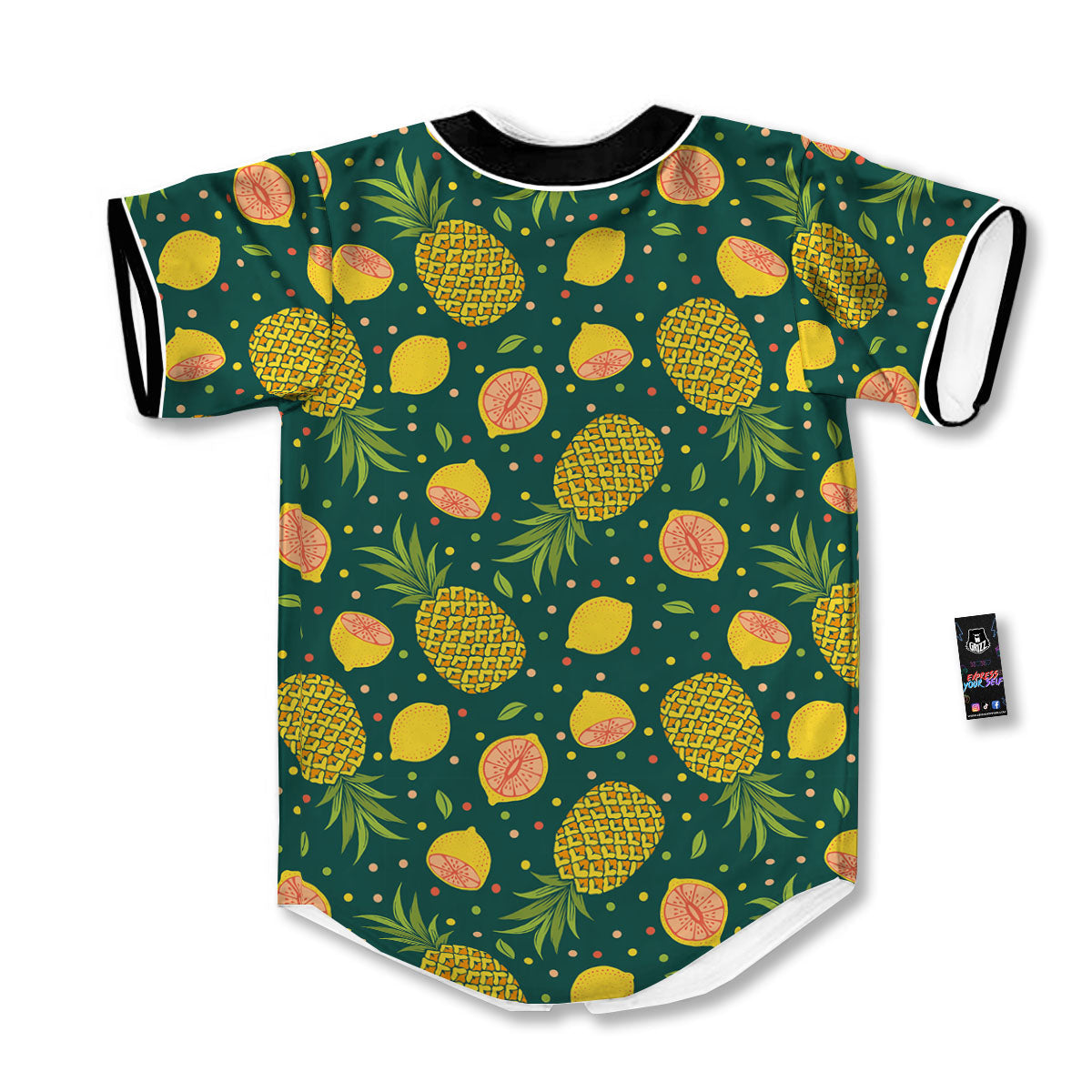 Pineapple Hawaiian Lime Print Pattern Baseball Jersey-grizzshop