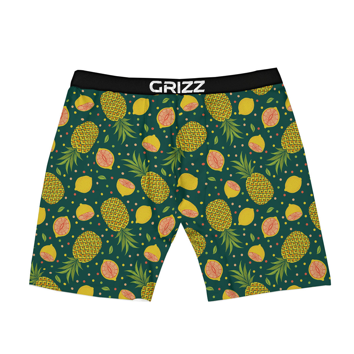 Pineapple Hawaiian Lime Print Pattern Boxer Briefs-grizzshop