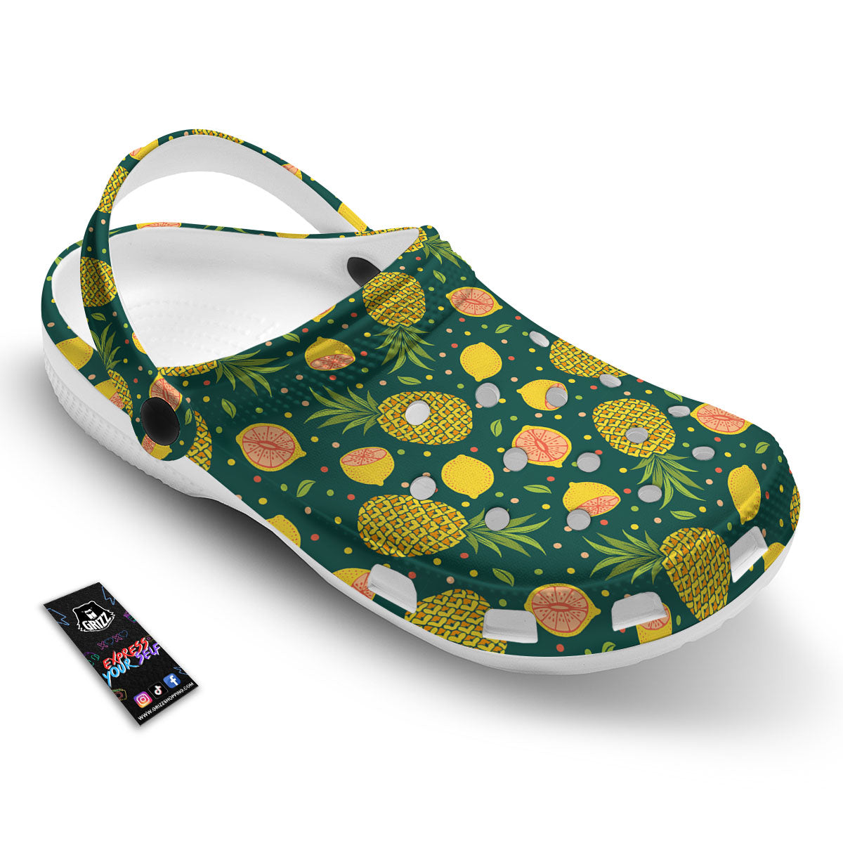 Pineapple Hawaiian Lime Print Pattern Clog-grizzshop