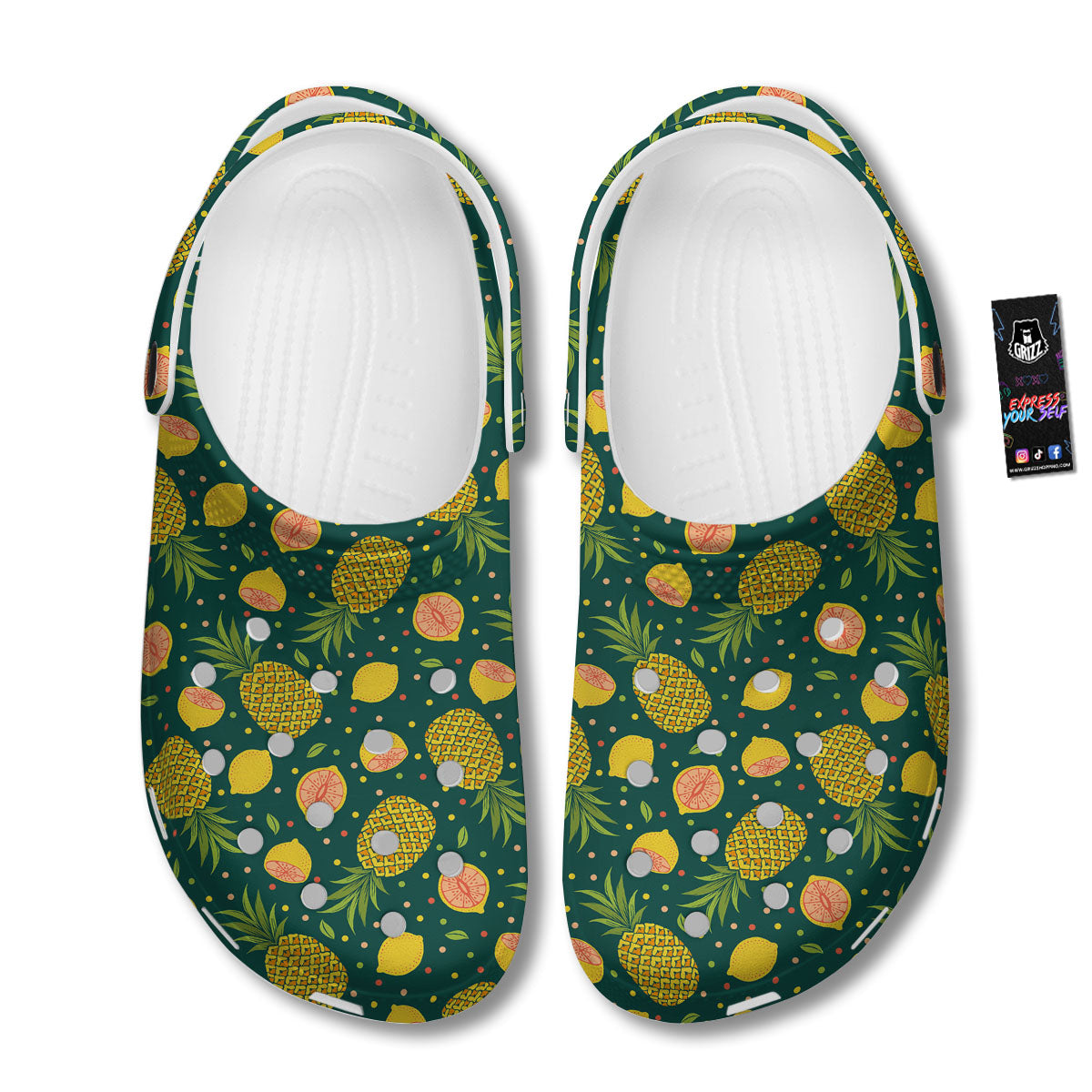 Pineapple Hawaiian Lime Print Pattern Clog-grizzshop