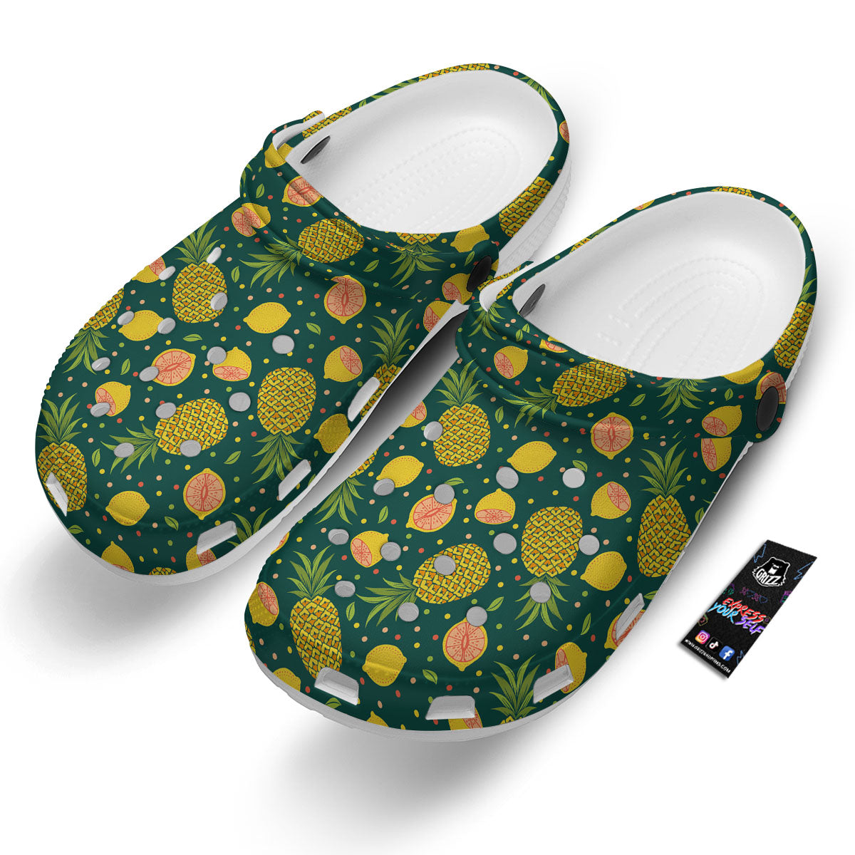 Pineapple Hawaiian Lime Print Pattern Clog-grizzshop