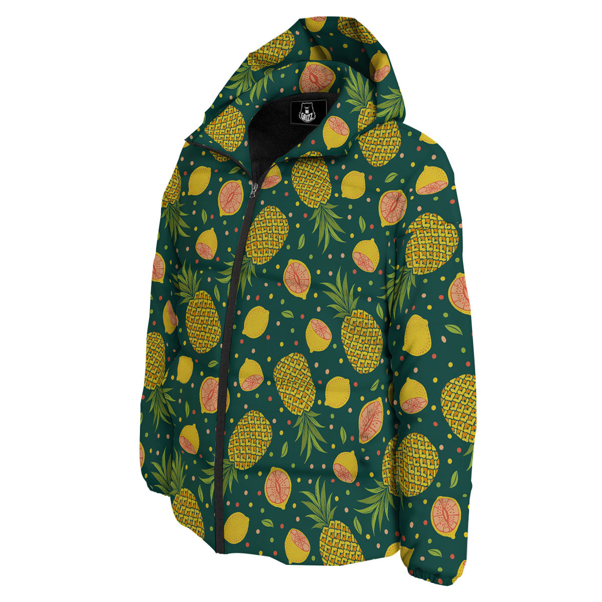 Pineapple Hawaiian Lime Print Pattern Down Jacket-grizzshop