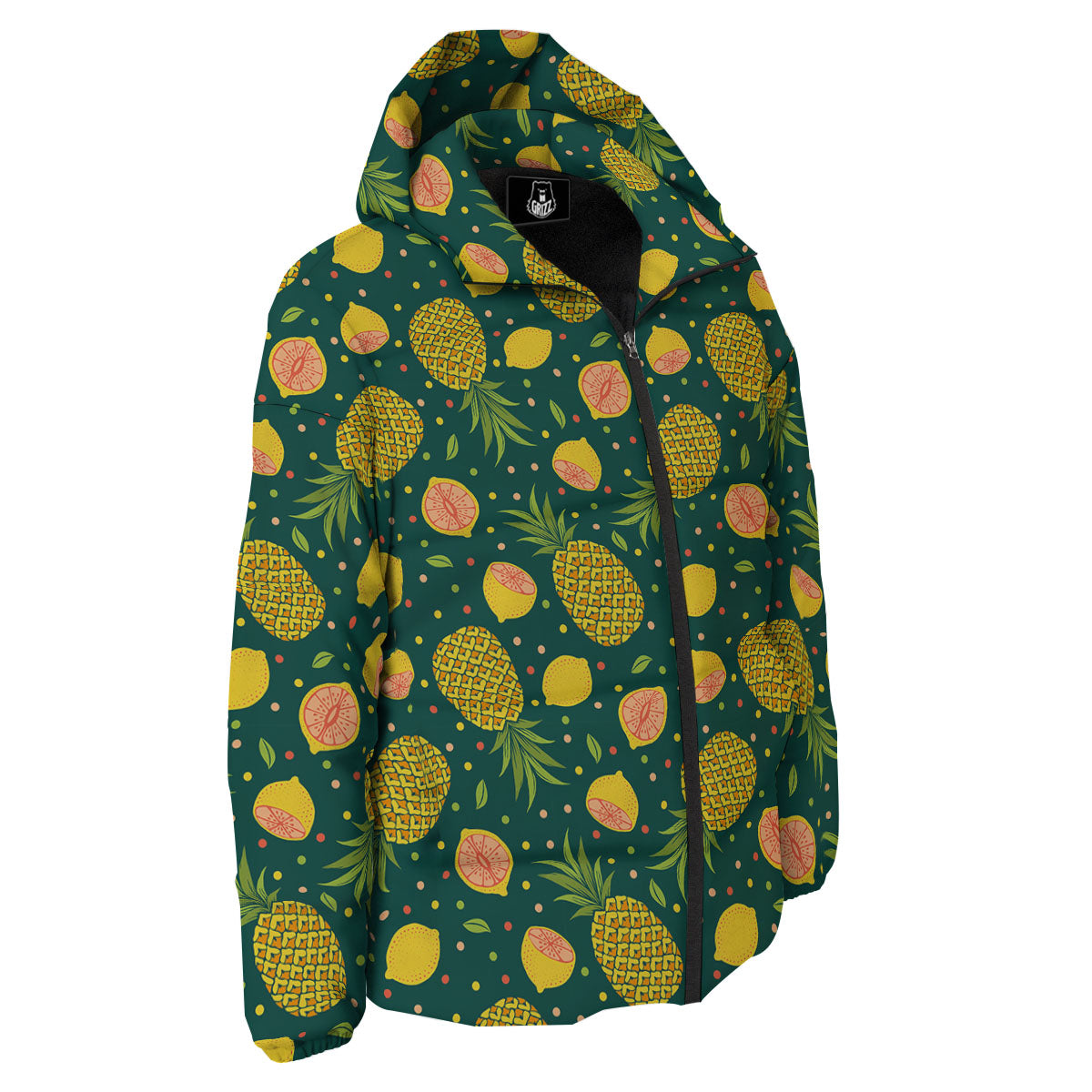 Pineapple Hawaiian Lime Print Pattern Down Jacket-grizzshop