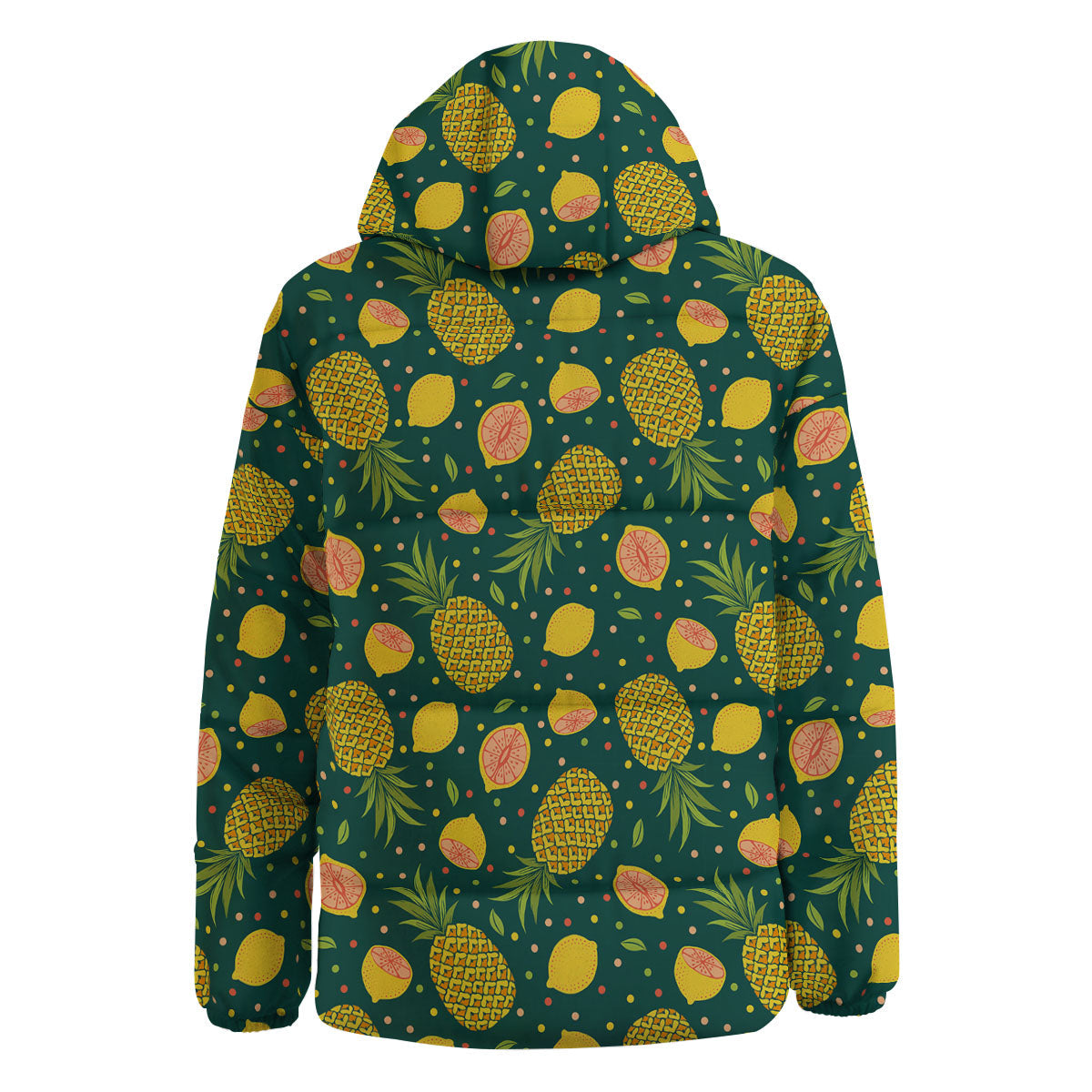 Pineapple Hawaiian Lime Print Pattern Down Jacket-grizzshop