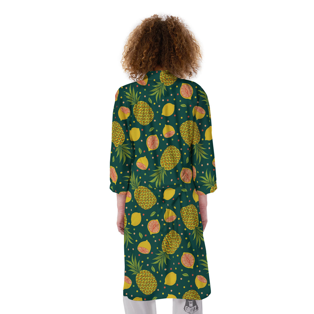 Pineapple Hawaiian Lime Print Pattern Kimono-grizzshop