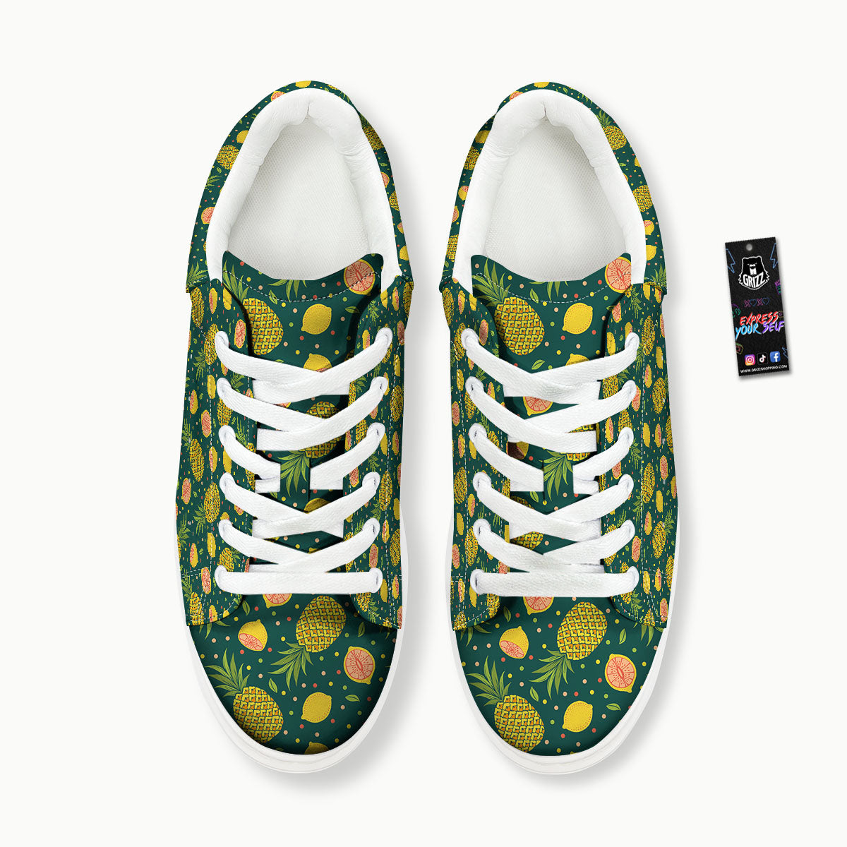 Pineapple Hawaiian Lime Print Pattern Platform Shoes-grizzshop