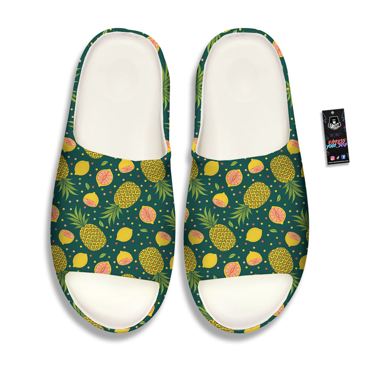 Pineapple Hawaiian Lime Print Pattern Sandals-grizzshop