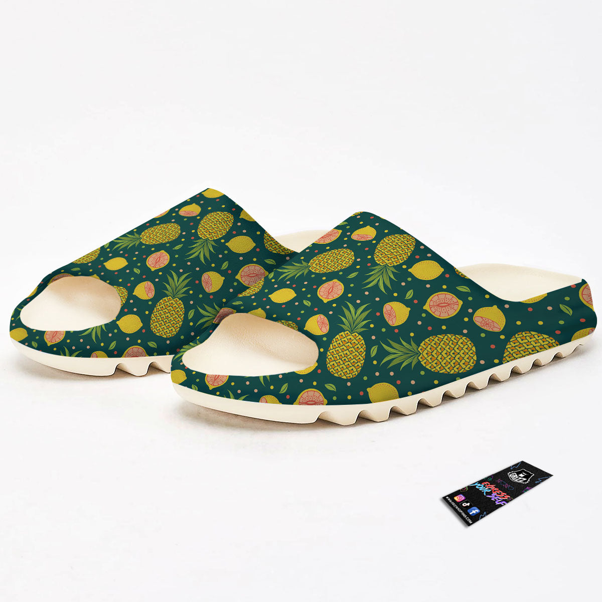 Pineapple Hawaiian Lime Print Pattern Sandals-grizzshop