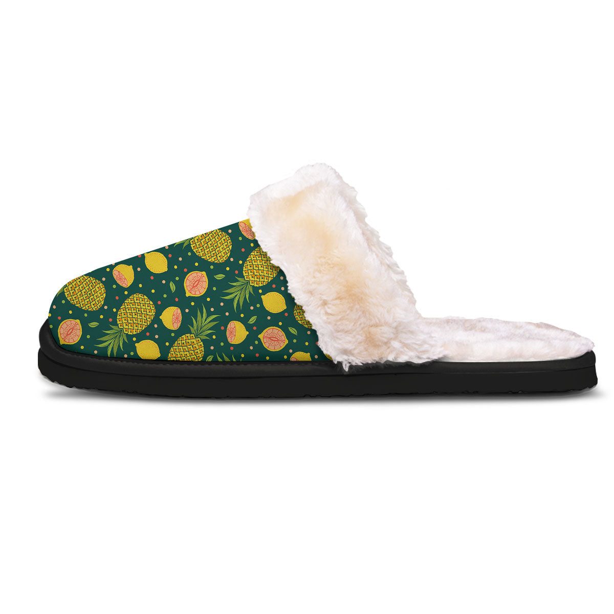 Pineapple Hawaiian Lime Print Pattern Slippers-grizzshop