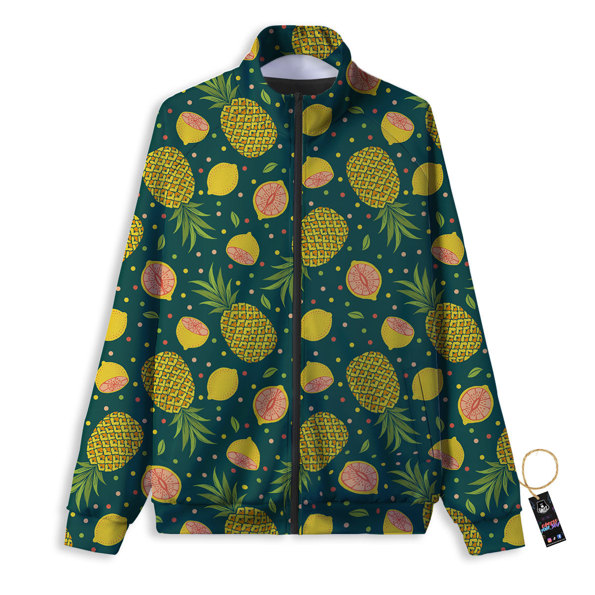 Pineapple Hawaiian Lime Print Pattern Track Jacket-grizzshop