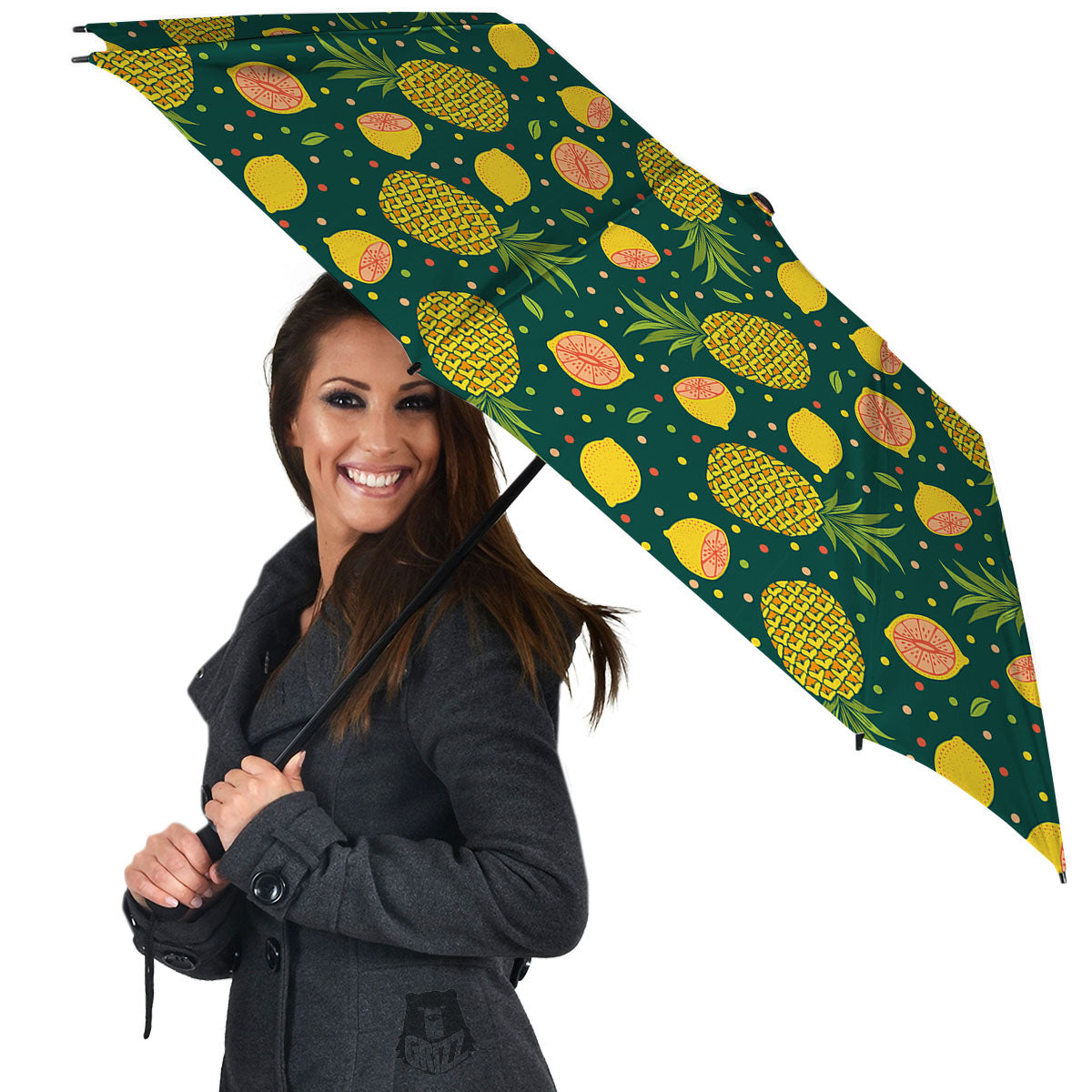 Pineapple Hawaiian Lime Print Pattern Umbrella-grizzshop