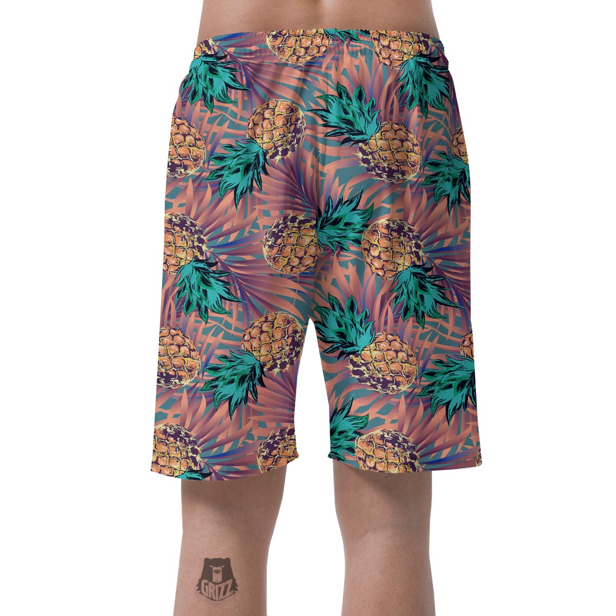 Pineapple Hawaiian Print Men's Shorts-grizzshop