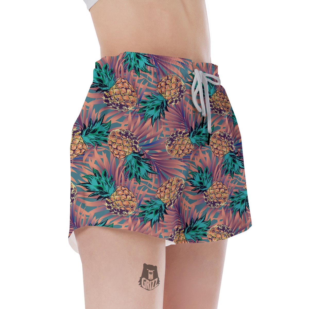 Pineapple Hawaiian Print Women's Shorts-grizzshop
