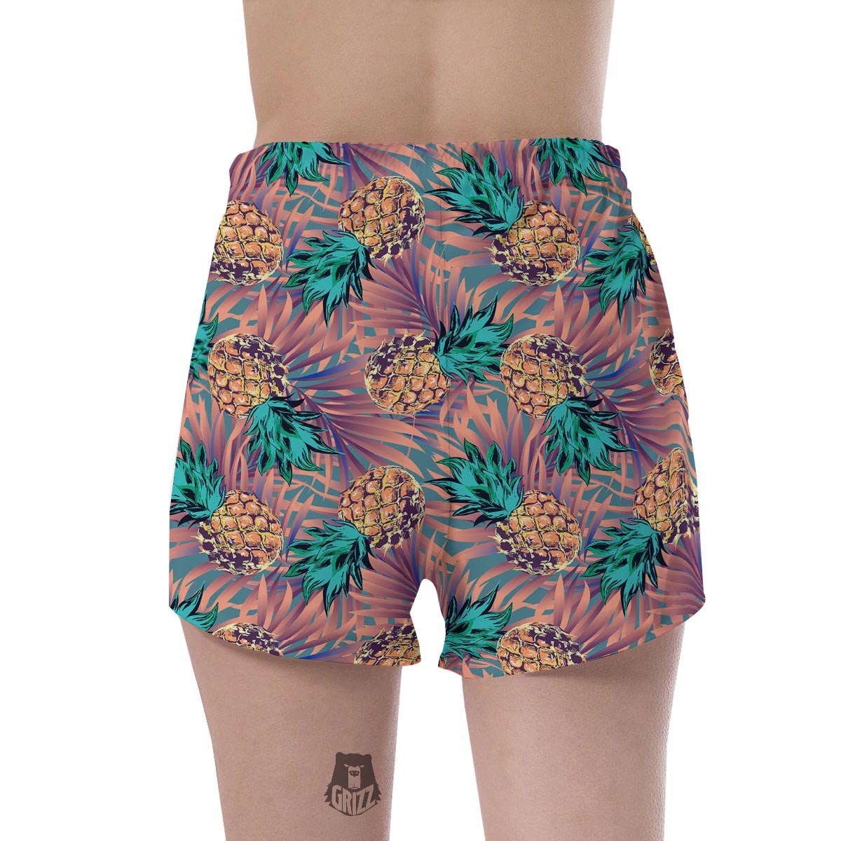 Pineapple Hawaiian Print Women's Shorts-grizzshop