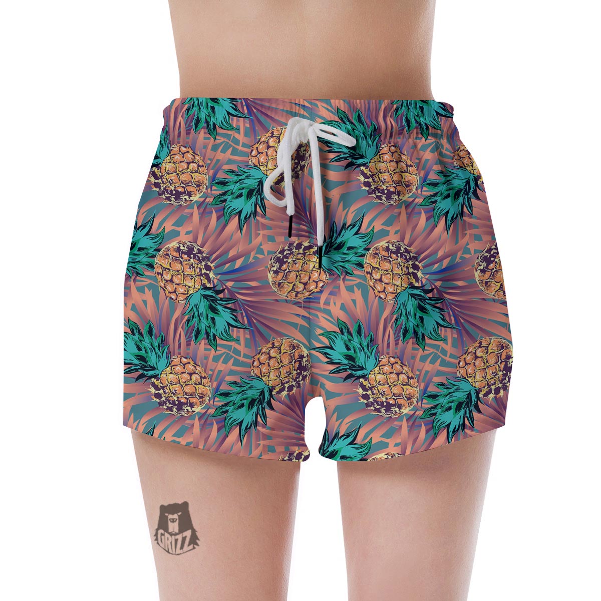 Pineapple Hawaiian Print Women's Shorts-grizzshop