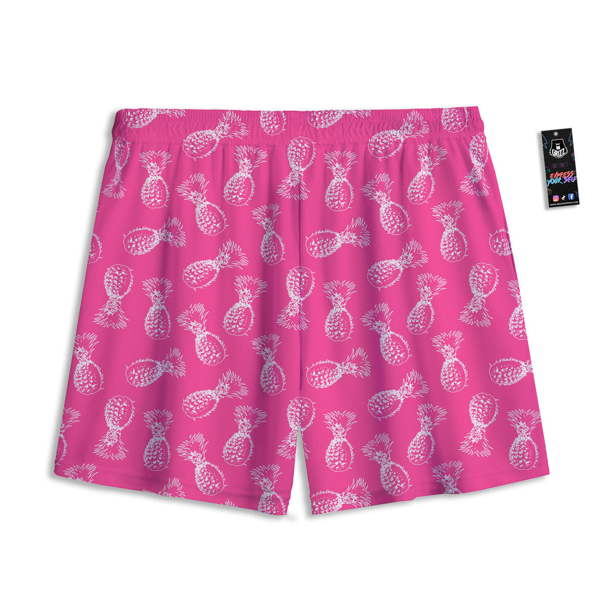 Pineapple Hot Pink Print Pattern Mesh Shorts-grizzshop