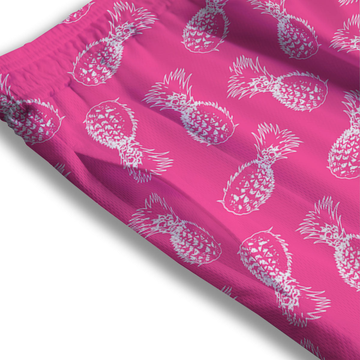 Pineapple Hot Pink Print Pattern Mesh Shorts-grizzshop