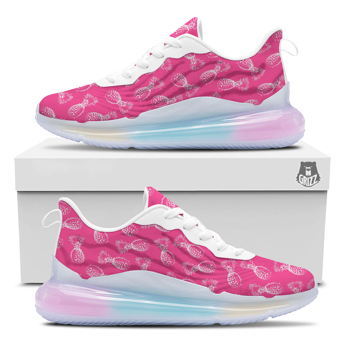 Pineapple Hot Pink Print Pattern Running Sneakers-grizzshop