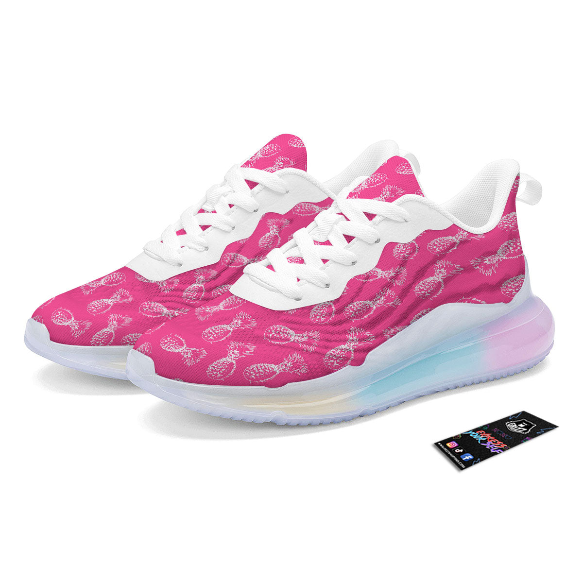 Pineapple Hot Pink Print Pattern Running Sneakers-grizzshop