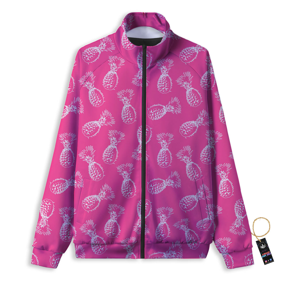 Pineapple Hot Pink Print Pattern Track Jacket-grizzshop
