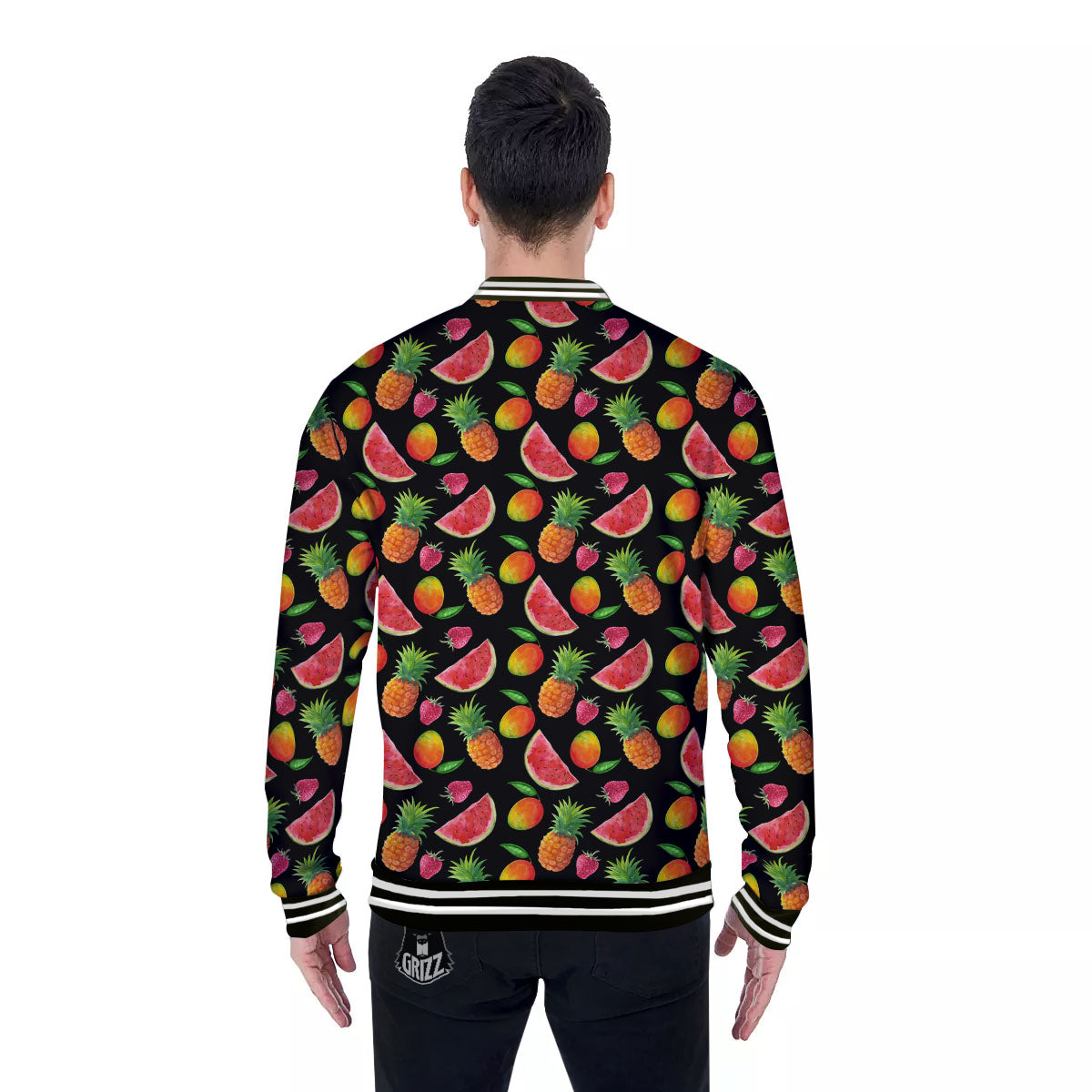 Pineapple Mix Fruit Print Pattern Baseball Jacket-grizzshop