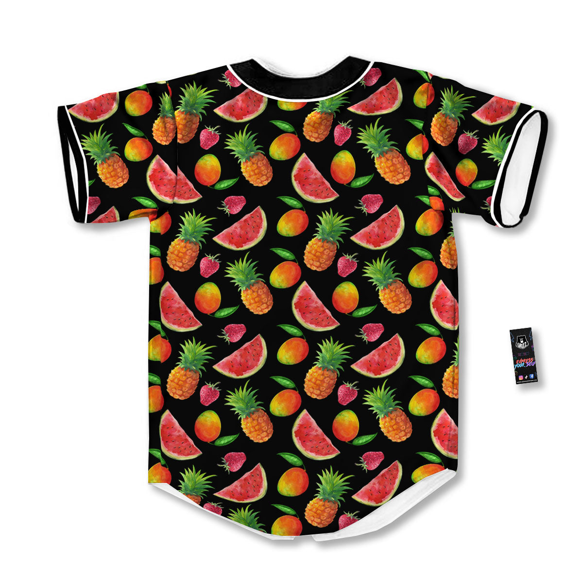 Pineapple Mix Fruit Print Pattern Baseball Jersey-grizzshop