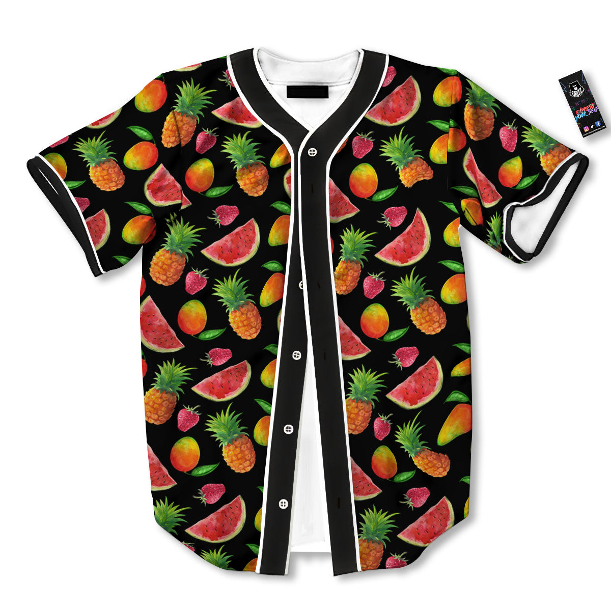 Pineapple Mix Fruit Print Pattern Baseball Jersey-grizzshop
