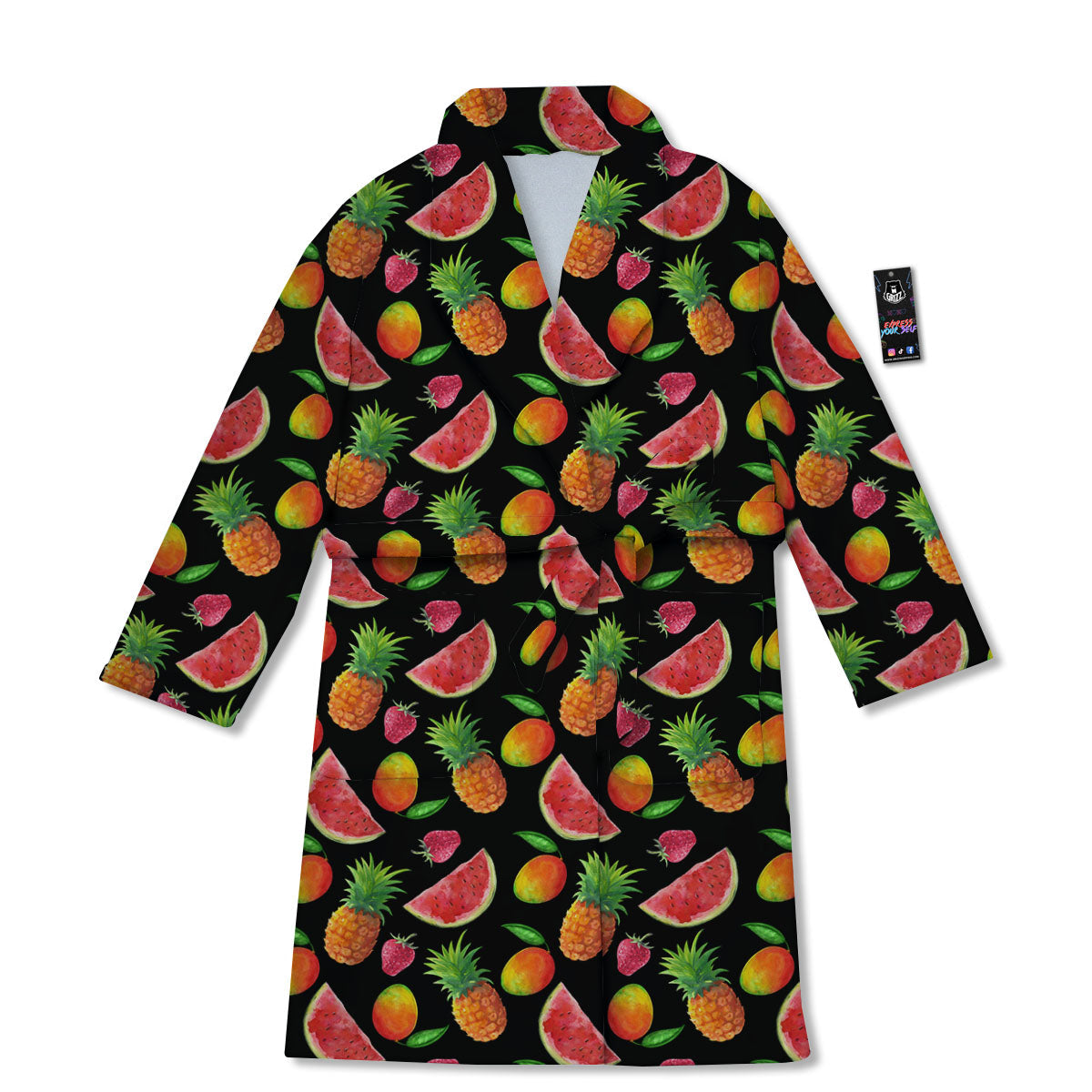 Pineapple Mix Fruit Print Pattern Bathrobe-grizzshop