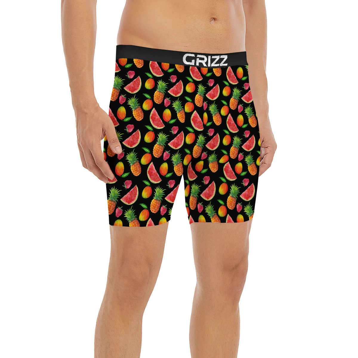 Pineapple Mix Fruit Print Pattern Boxer Briefs-grizzshop