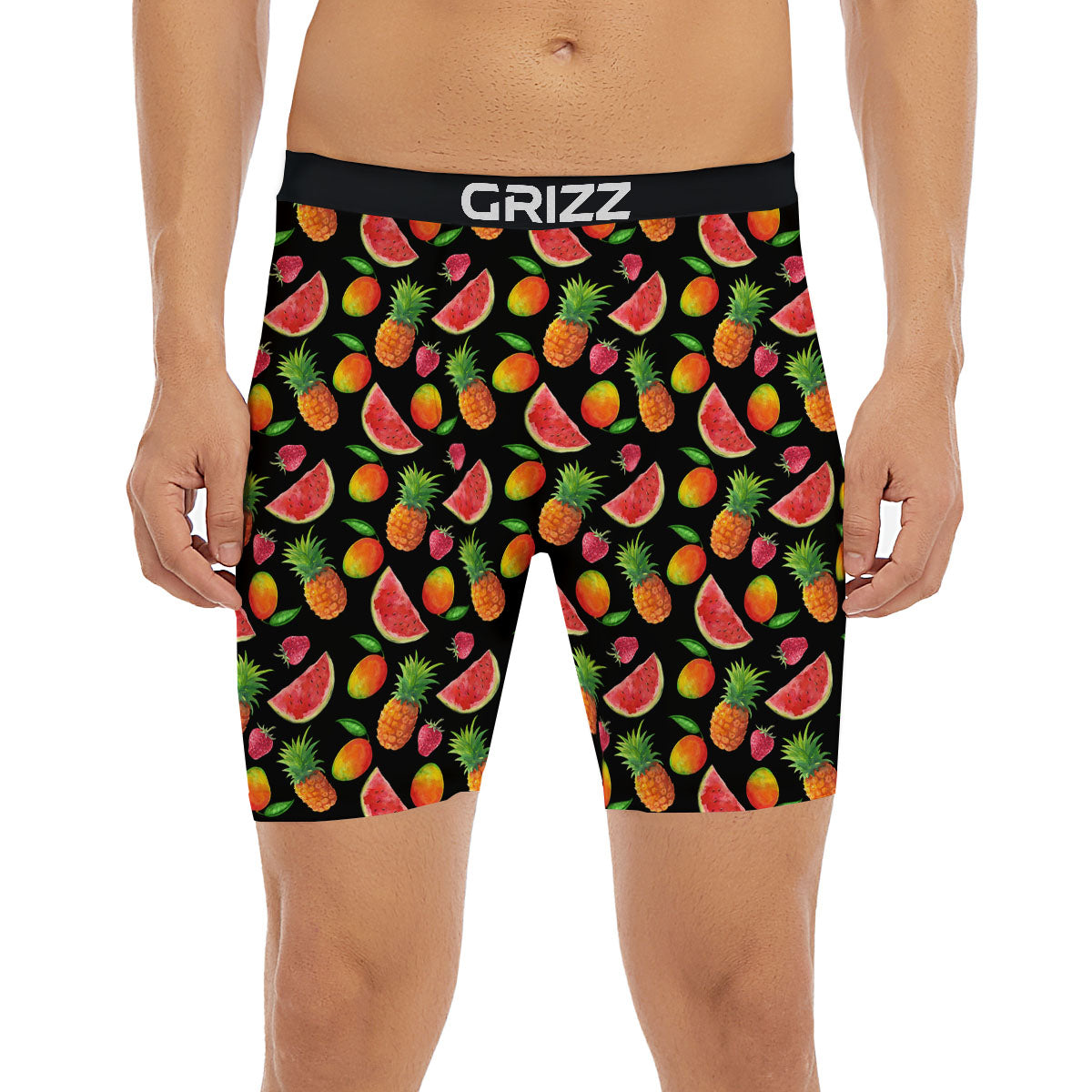 Pineapple Mix Fruit Print Pattern Boxer Briefs-grizzshop